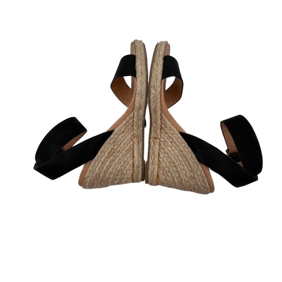 LOFT Black Wedge Espadrille Platform Ankle Strap Sandals Size 7 Women's - Picture 6 of 10
